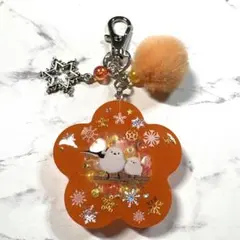 7197☆ シマエナガ　シェイカー　キーホルダー　レジン　ハンドメイド