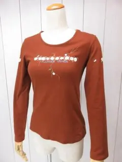 【値下げ】ピンクハウス　PINK HOUSE　長袖Tシャツ　茶　お花プリント　M