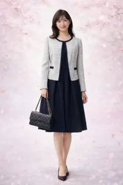 新品9AR号　女らしくリュクスなワンピース＆ノーカラージャケット入学式入園式等