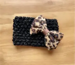 ベビーヘアバンド　リボン　ヒョウ柄