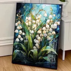 デジタル油絵　数字油絵　塗り絵 鈴蘭　数字キット　40＊50cmのサムネイル