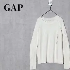 【新品タグ付】GAP　袖リブ切替　ニットセーター 長袖　ウール混　オフホワイト