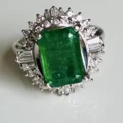 7.9g☆6.8ct☆✨大粒エメラルド0.7ctダイヤモンドプラチナリング指輪 