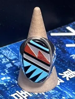 ズニ族　インレイ技法　シルバーリング