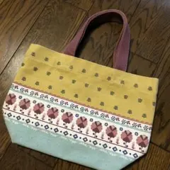 北欧風 花柄 キャンバス トートバッグ ミニバッグ