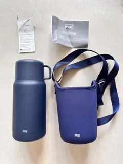 お受験 サーモマグ 水筒 ネイビー カバー付き thermo mugのサムネイル