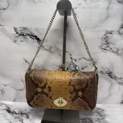 (美品)大人気、コーチ、チェーンショルダー、オールレザー、パイソン型押し、高級感