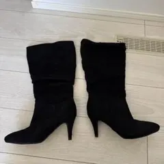 黒 ブーツ 中ヒールL