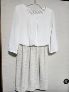 a.v.v ホワイト 長袖 ひざ丈ワンピース