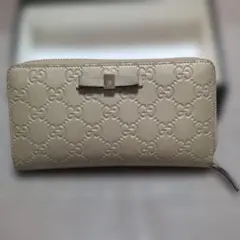 GUCCI　ゴールド　レザー　長財布 カード入れポケット12個