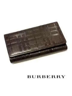 美品☆バーバリー　5連　キーケース キーホルダー　ロゴ　チェック　レザー革