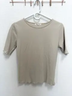 ehka sopo リブ半袖カットソー ベージュ