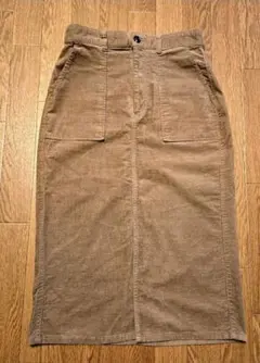 ベージュブラウン コーデュロイ タイトスカート