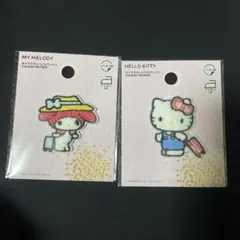 キャラクターパイルワッペン　ハローキティ マイメロディ　セット　キャンドゥ