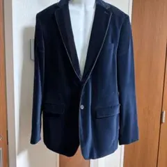 ZARA ベルベット ネイビー テーラード メンズXL相当