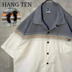 オールドHANG TEN サーフシャツ 好配色グラデーションバイカラー ロゴ刺繍のサムネイル