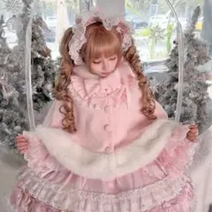 <値下げ交渉可能>フリルリボン付きピンクポンチョ