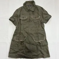 EASTBOY 半袖 ミリタリーシャツワンピース カーキ サイズ11のサムネイル