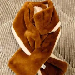 いときち様用リバーシブルフェイクファーマフラー ブラウン/オフホワイト