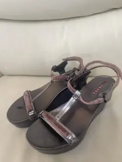 PRADA ウェッジソール スポーツサンダル ブラウン系