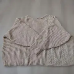 クリーム色 長袖ニットセーター LL