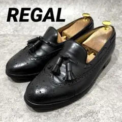 【大人気】REGAL リーガル　26 タッセルローファー　メダリオン　レザー　黒のサムネイル
