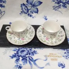 Royal Copenhagen 花柄ティーカップ・ソーサー 2セット