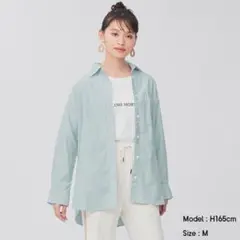 ストライプオックスフォードオーバーサイズシャツ(長袖)