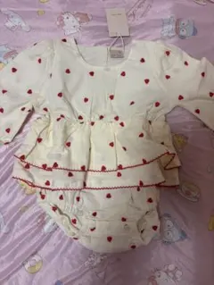 プティマイン ロンパース80 ハート柄