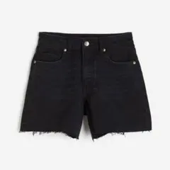 H&M ハイウエストショートデニム　ショートパンツ　ブラック　34