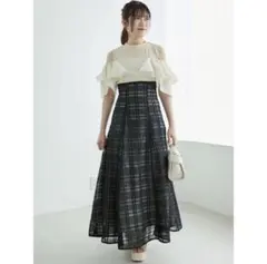 MAJESTIC LEGON ウエストきゅっとフリルフレアワンピのサムネイル