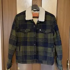 Levi’s リーバイス ボアジャケット チェック柄 グリーン メンズ S
