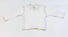 petit main リブフリルトップス 80 アイボリー