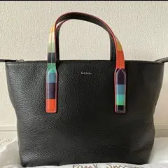 ポールスミス　2WAYレザーバッグ　アーティストストライプハンドル　黒