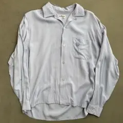 50〜60s vintageレーヨンシャツ　刺繍　水色