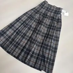 新品.タグ付.forksy.レディース.チェック.プリーツロングスカート.M.