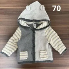 BABY GAP クマ耳 フード ニットカーディガン 70 　アウター