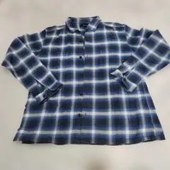 COMME CA ISM 青系チェックネルシャツ Lサイズのサムネイル