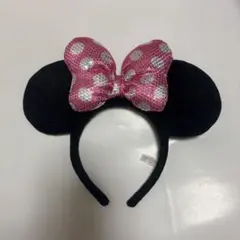 ミニーマウス カチューシャ ピンクリボン