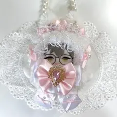 ぬい服 10cm 着ぐるみ パールチェーン付き うさぎ 桃色 ピンク