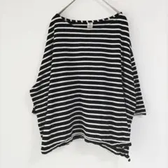 〈エルビーシー〉長袖カットソー　黒✕白　ボーダー　五分袖　Lのサムネイル