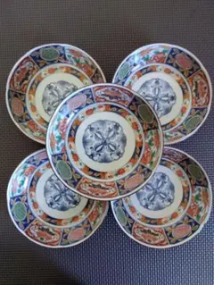 多色花模様の鉢5個セット