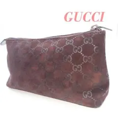 GUCCI　グッチ　GG柄　ポーチ　ブラウンのサムネイル