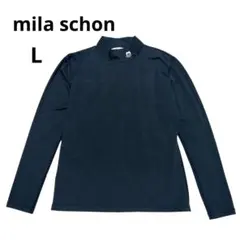 ミラショーンブラック 長袖モックネックシャツ Lサイズ G189