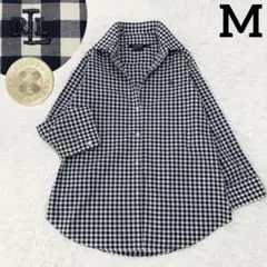 【美品】 ローレン ラルフ ローレン ギンガム チェック シャツ ロゴ刺繍 M