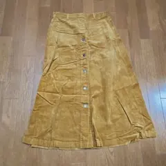 GU レディース ロングスカート コーデュロイ カラシ