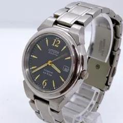 シチズン エコドライブ ソーラー電波 メンズ腕時計 ブラック チタン 動作良好