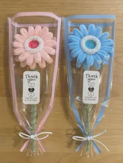 モールフラワー＊ガーベラブーケ＊枯れない花束＊2本＊ピンク水色＊推し色＊お誕生日