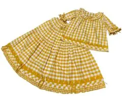 【美品】ピンクハウス ブロックギンガムチェックパッチワークセットアップ フリル