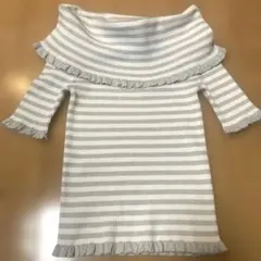 TO BE CHIC オフショル ニット ボーダー フリルのサムネイル